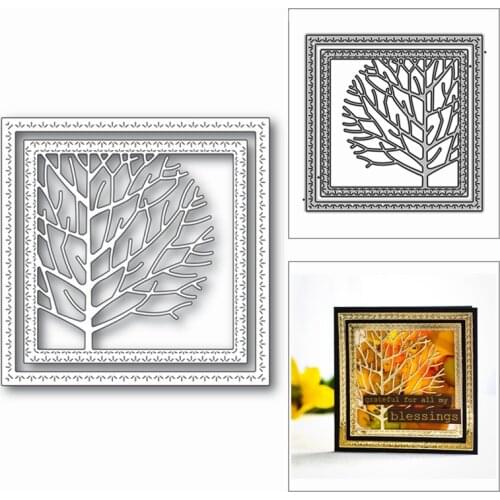 New Double Square Autumn Tree 2020 Metal Cutting Dies for DIY Scrapbooking and Card Making Decorative Embossing Craft No Stamps
