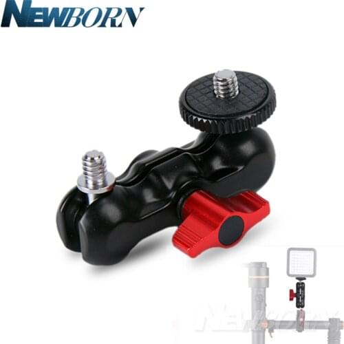 NEW Mini Multi-Function Double Ball Head with Shoe Mount Adapter Mount 1/4-inch Screw for DSLR Camera LCD Monitor LED Lights