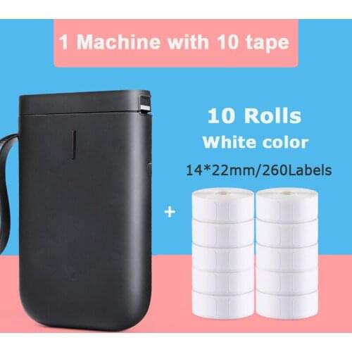 Black Niimbot Labeler add 10Rolls White 14x22mm D11 Price Sticker Portable Thermal Label Printer Home and Office use USB Cable