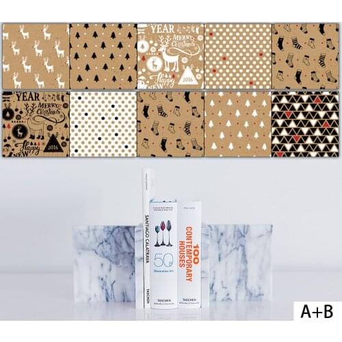 Christmas Sock Tile Stickers New Year Home Decor Waterproof Vinyl Self-adhesive Wallpaper Living Room Bathroom Deer Mural Decals