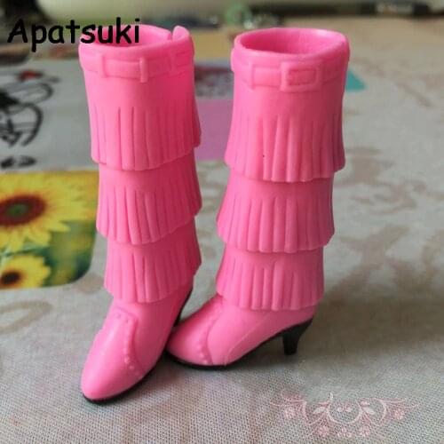 Pink Fashion Shoes For Blythe Dolls Princess 1/6 Long Boots For Licca Doll Mini Shoes For Momoko 1:6 BJD Doll Accessories
