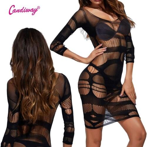Sexy Lingerie Sexy Stockings Fishnet Mesh lace dress Sleepwear Erotic Body Stocking Strapless Erotic Lingerie Teddy
