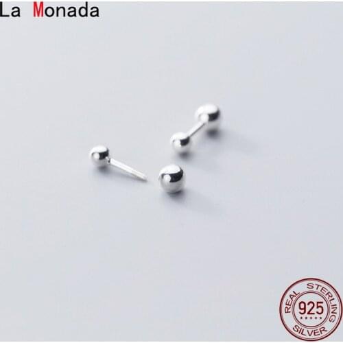 La Monada Stud Earrings For Women Silver 925 Minimalist Glossy Bead Fine Women Earrings Jewelry Stud Earrings 925 Silver