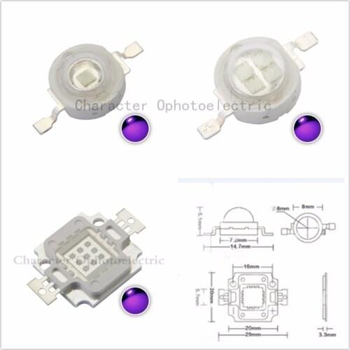 High Pow UV Purple LED integrated chip 365Nm 375Nm 385Nm 395Nm 405Nm 410Nm 420N COB Ultraviolet Lights 3/5/10/20/30/50/100 Watt