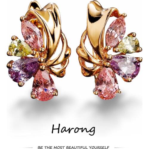 Vintage High Quality Crystal Stud Earrings Natural Zircon Small Cute Earrings For Woman Girl Wedding Birthday Gift Jewelry