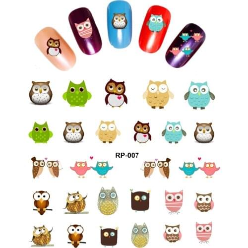 NAIL ART BEAUTY WATER DECAL SLIDER NAIL STICKER COLORFUL LOVELY BIRDS OWL BAT RP007-012