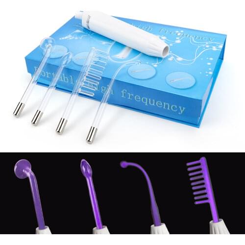 4 In 1 High Frequency Electrode Wand Electrotherapy Glass Tube Beauty Device Acne Spot Remover Facial Massager Skin Care Spa