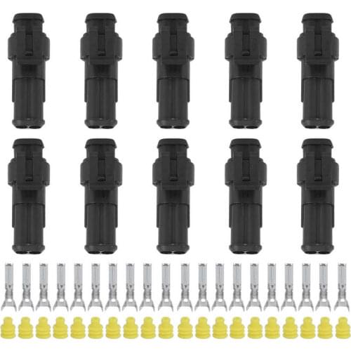 10 Sets Auto Connector Plug 2 Pin Car Electrical Wire Connector Waterproof Plug Cable Male Female Terminal Socket