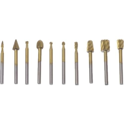 10pcs 3mm Shank Rotary Burr Set Rotary File Drill Bits Engraving Cutter Wood Tool Electric Grinding Polishing Head