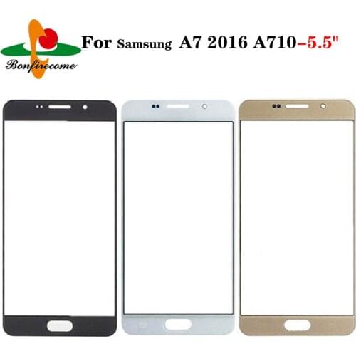 10Pcs\lot For Samsung Galaxy A7 2016 A710 A710F SM-A710FD SM-A710F/DS LCD Front Touch Screen Glass Outer Lens Replacement