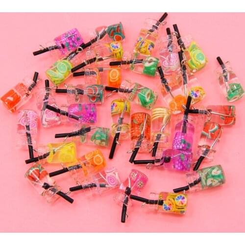 10pcs Candy Bottle Charms Transparent fruit Juice Bottle DIY Pendants Craft Earrings Bracelet Dangle Jewelry Accessories