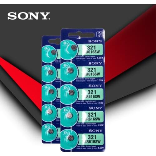 10pcs Sony 100% Original 321 SR616SW 1.55V Silver Oxide Watch Battery SR616SW 321 Button Coin Cell MADE IN JAPAN