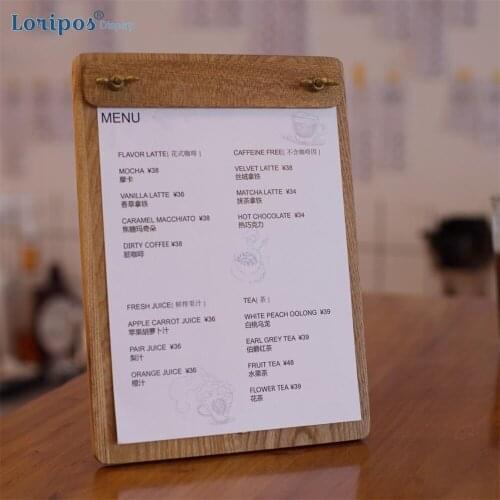 18x25cm Cash Desk Cafe Tea Menu Holder For Wedding Wood Menu Stand House Restaurant Menu Folder Paper Bill Display Tray Board