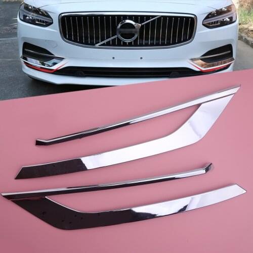 2pcs Chrome Front Fog Light Lamp Lower Bumper Cover Trim Frame Moulding Fit for Volvo S90 2017 2018 2019