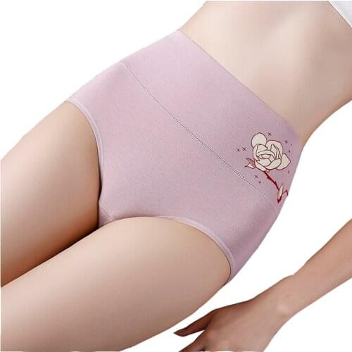 2pcs Plus Size Womens Cotton Panties High Waist Underwear Women Large Size Lingerie Xxl Brazilian Female Floral Underwear Set