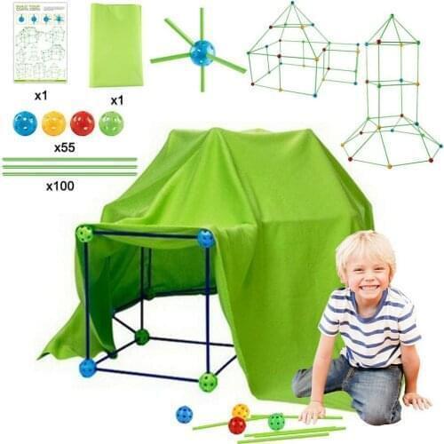 2021 NEW Fort Building Kit For Kids DIY Construction Build Fort Castles Tents Rockets Tunnels Play Set Castles Tunnels Tents