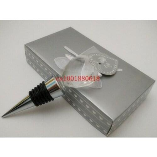 50pcs/lot Fedex DHL Free Shipping 2015 Newest Heart Shaped Crystal RED Wine Bottle stopper Wedding favor gift