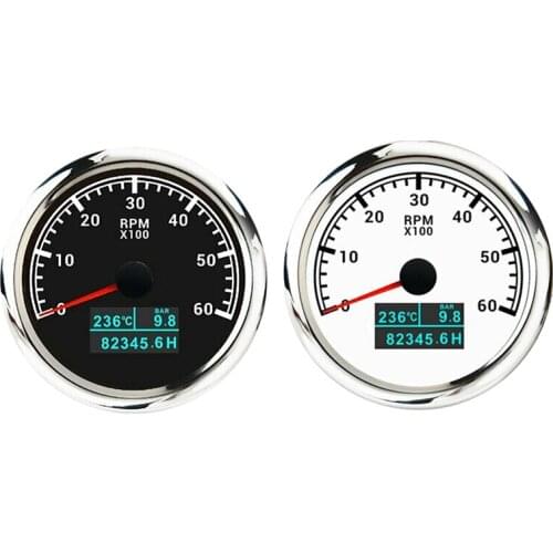 85Mm 3 In1 Marine Multi-Function Tachometer 0-6000 RPM Tachometer with Water Temperature and Oil Pressure