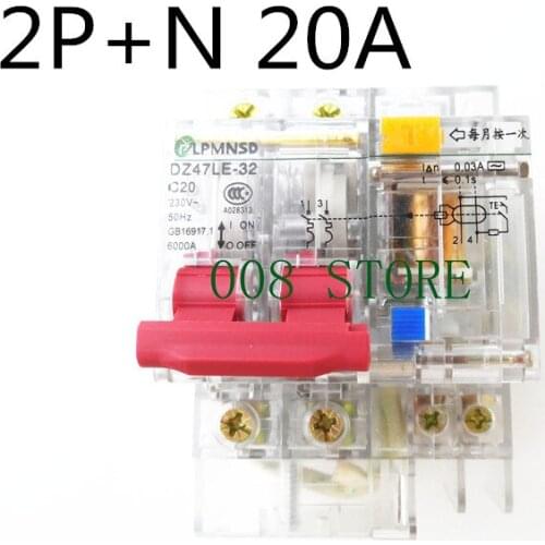 DPNL 2P+N 20A 230V~ 50HZ/60HZ Residual current Circuit breaker with over current and Leakage protection RCBO