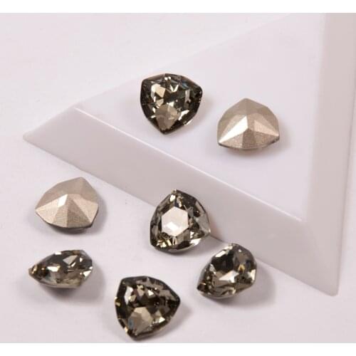 Black Diamond Color Trilliant Shape 6pcs 10pcs 21pcs Rhinestones Shiny Crystals Nail On Stones For 3D DIY Nails Art Accessories