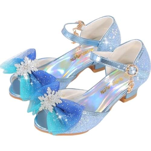 Fashion Summer Sandal for Girl Glitter Mary Jane Shoes Kids Snowflake Bowknot Dance Shoes Colorful Fancy Children Princess Shoes