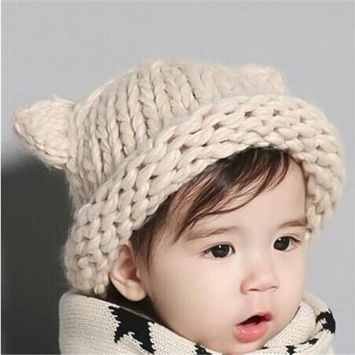 BomHCS Kids Hat Winter Warm Handmade Knit Beanie Cap (for 1-3years old)