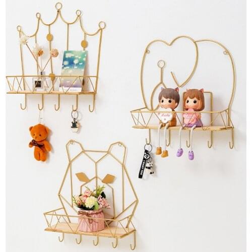 Home Decore Shelves for Wall Hanging Shelf Decoration for Living Room Iron Art Display Rack Decorative Hook Nordic Shelf Storage