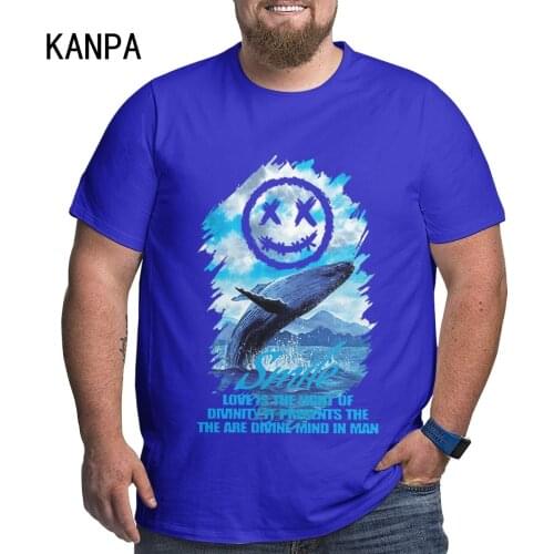 Kanpa Summer Oversized Tees Smiling Face Whale printing Short-sleeved T-shirt Male Tide Ins Trend Large Size Streetwear 6xl 5xl
