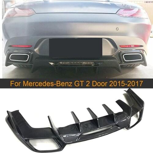 Car Rear Bumper Diffuser Lip For Mercedes-Benz GT 2 Door 2015 - 2017 Rear Diffuser Lip Spoiler Protector Carbon Fiber