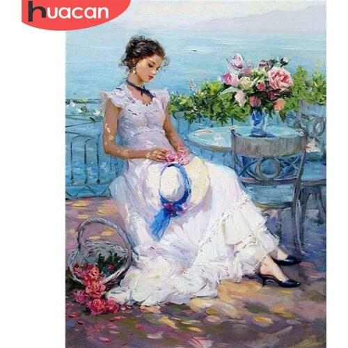 HUACAN Full Diamond Painting Woman Cross Stitch 5D Diamond Embroidery Mosaic Sale Portrait Craft Kit Decor For Home
