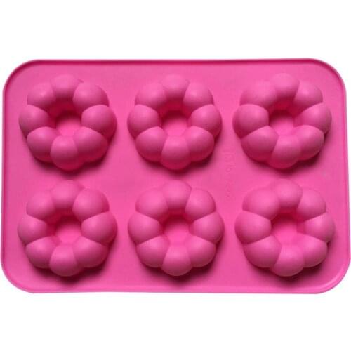Kapmore 1pc Silicone Donut Pan Mold Reusable 6-Cavity Doughnut Baking Mold Silicone DIY Baking Tools Accessories Random Color
