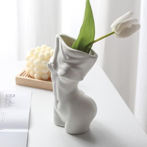 Nordic Human Body Ceramic Vase Ornaments Home Decoration Accessories Living Room Half-length Flower Pot Flower Arrangement Vases