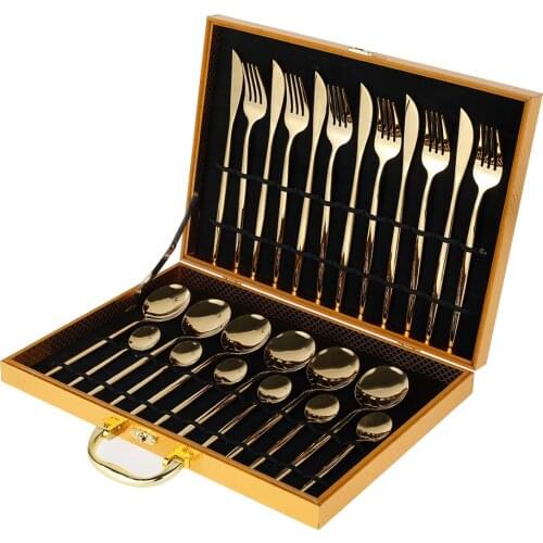 24 Pcs Western Cutlery Set Stainless Steel Cutlery Dinnerware Set Dinnerware Spoon Fork Knife Dinner Set Complete Home Flatware