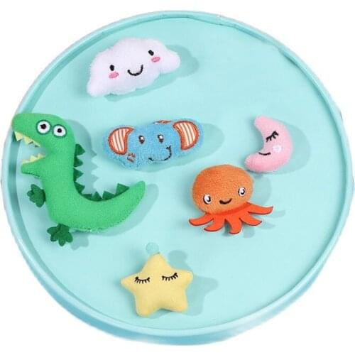 10Pcs/lot Cartoon Plush Patches DIY Cotton-filled Dinosaur/Octopus/Star/Cloud Accessories Childrens Headwear Clothing Decoratio