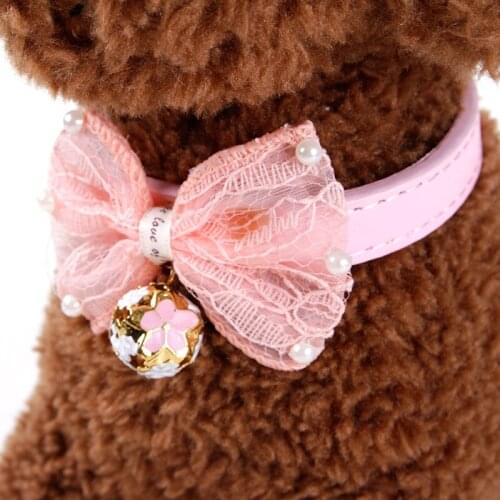 New 2018 Dog Collars PU Leather With Bells Butterfly Ties Cute Pets Supplier Accessories Collar Adjustable Free Shipping