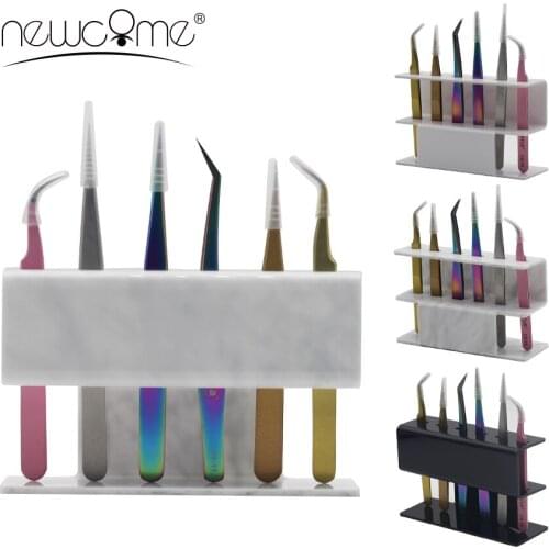 NEWCOME Eyelashes Extension Tweezers Storage Holder Acrylic Tweezers Rack Display Stand Grafting Eyelash Makeup Tools