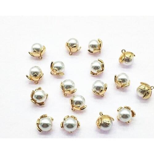 New arrival! 11x10mm 40pcs Plating Real gold/Imitation pearl Flower for Earrings DIY parts,Jewelry Earrings Findings & Component