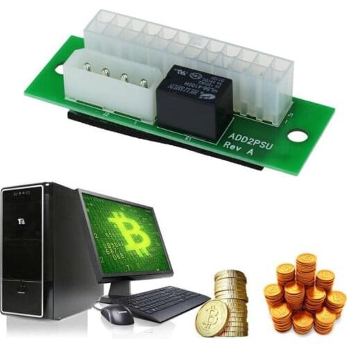New Dual PSU Adapter ATX 24Pin To 4Pin SATA Power Sync Starter Card Extension Cable ADD2PSU Riser Adapter For Mining Miner Hot