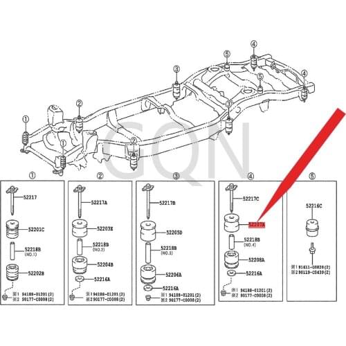 Cab suspension upper cushion sub-assembly 2007-Toy ota LAN DCR UIS ER beam rubber sleeve beam rubber seal rubber ring