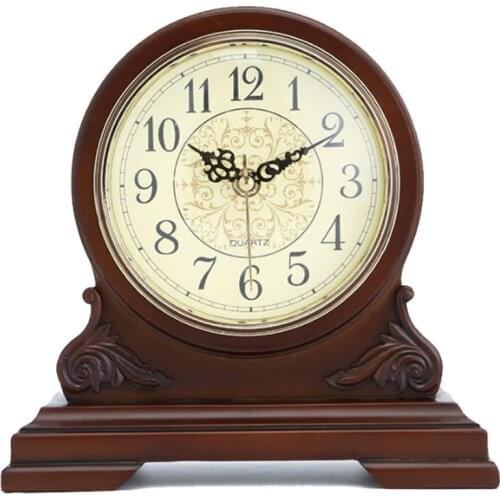 Hot Solid Wood Table Clock European Vintage Desk Clocks Home Decoration Desk Table Watch Living Room Office Wooden Clock T1118