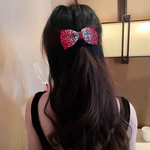 Exaggerated fashion temperament jewelry full of rhinestone bows clips hairpins Mori cute personality hair accessories for women