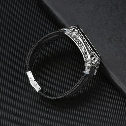 Retro Mi Band 6 5 3 4 Strap Wrist Strap For Xiaomi Mi Band 6 5 Leather Strap Replacement Leather Beading Bracelet Weave Braided