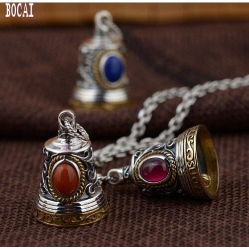 S925 silver jewelry antique craft bell silver pendant handmade DIY accessories 2019 new products Thai silver mans pendant