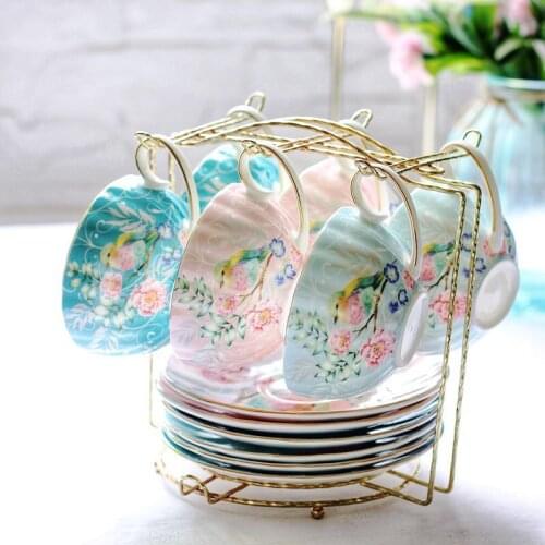 Nordic Coffee Cup Afternoon Tea Set Luxury Ceramic Coffee Cup and Saucer Set with Spoon Creative Home Decoration Accessories