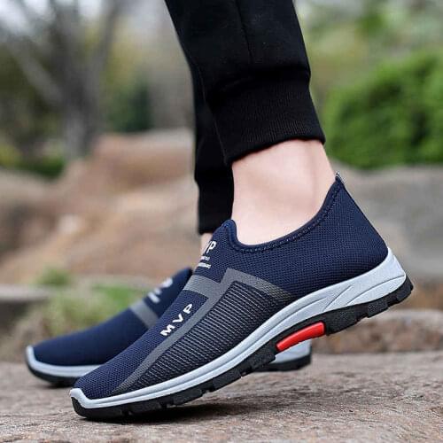 Slip-on Mens Running Shoes Low Top Mens Sneakers Large Sizes Sports Shoes Men Mesh Sport Shoe Man Blue Walking Footwear 2020 I2