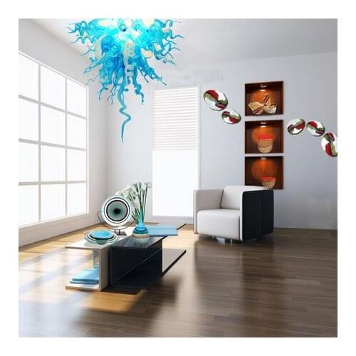 Brand New Modern LED Blown Glass Chandelier Blue Murano Lighting for Office Decor