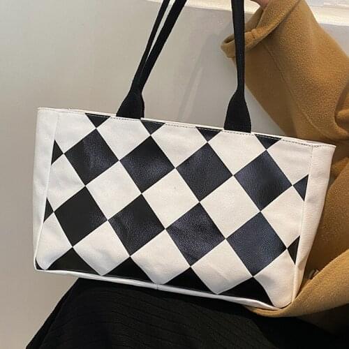 Large Capacity Canvas Shoulder Bags for Women 2021 Luxury Lozenge Designer Handbags Big Casual Classic Lattice Ladies Tote Bag