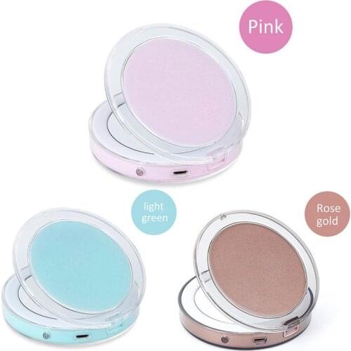 Mini Makeup LED Mirror 3X Magnify Handheld Folding Small Portable Makeup Mirror USB Charging