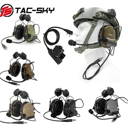 TAC-SKY COMTAC II helmet bracket silicone earmuffs noise reduction pickup tactical headset and walkie-talkie PTT U94PTT FG