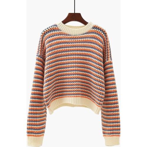 Urifens Short Striped Pullover Knitted WomenS 2021 Autumn And Winter New Korean Style Loose Outer Wear Student Sweater P3